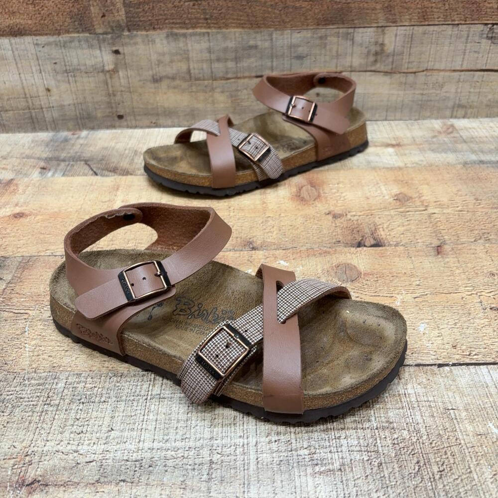 Birkis Synthetic Sandals Womens Size 6 37 Brown Strappy Buckle Comfort Shoes